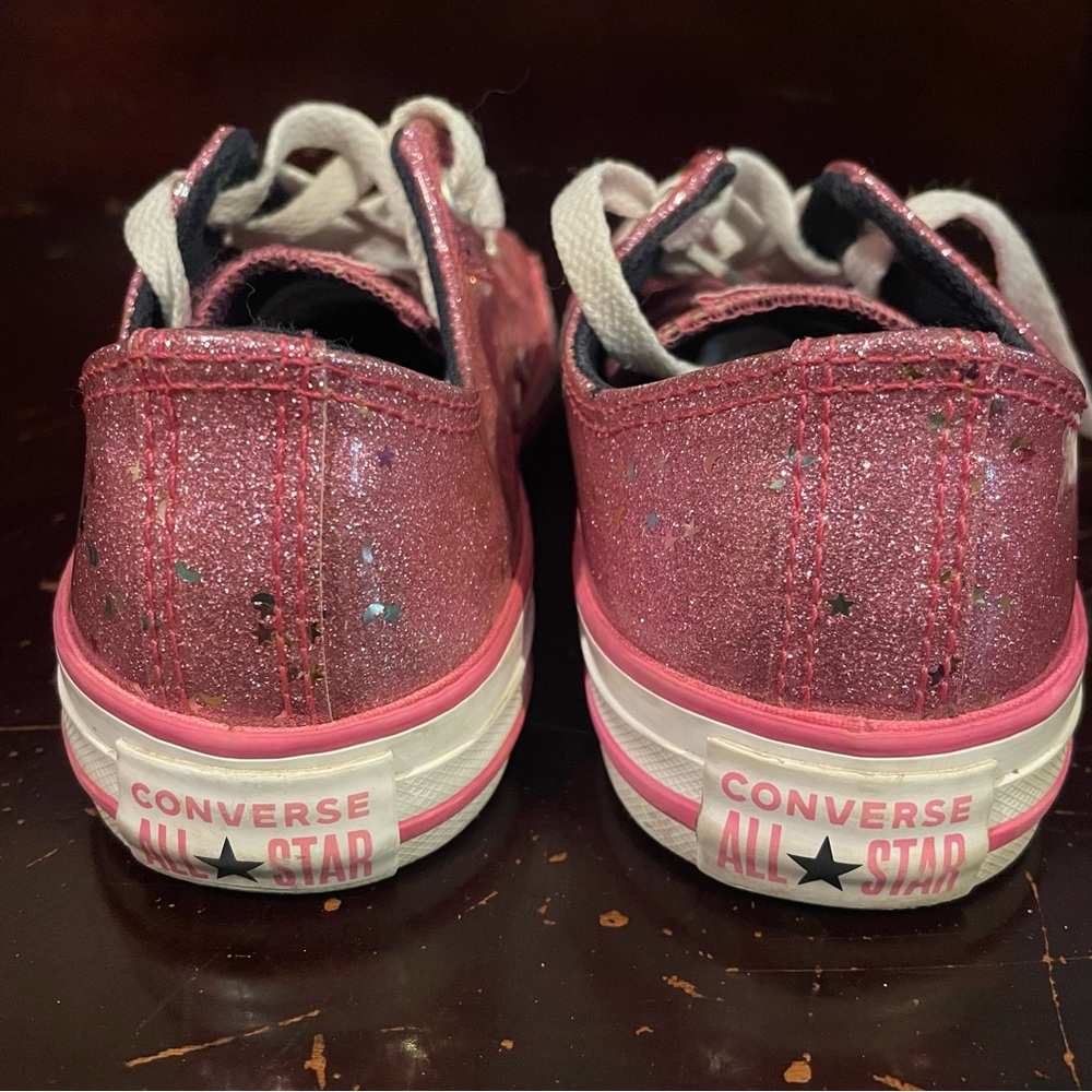 Converse Kids' Glittery Pink Sneakers Size 3 - Picture 2 of 6